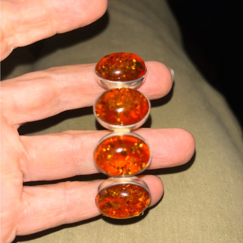 Amber Stone Silver Bracelet - Picture 2 of 6